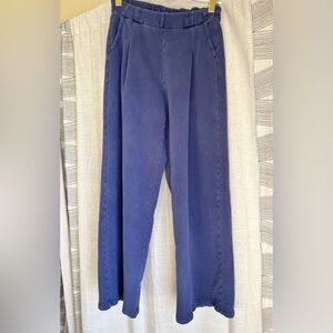 Aerie Trouser Lounge Pants Small | Blue Wide Leg Pull-On Pants